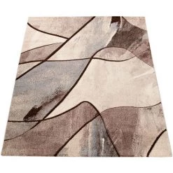 Paco Home Tapis De Salon Poils Ras Moderne Effet 3D Motif Géométrique Brun Beige 60x100 Cm -Tapis et paillasson Soldes 50629746 5