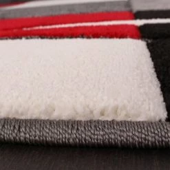 Paco Home Tapis De Créateur Aux Contours Découpés à Carreaux En Rouge Noir Crème 60x110 Cm -Tapis et paillasson Soldes 50629752 5