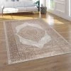 Paco Home Tapis De Salon Poils Ras Effet 3D Motif Oriental En Beige Blanc Cassé 120x160 Cm