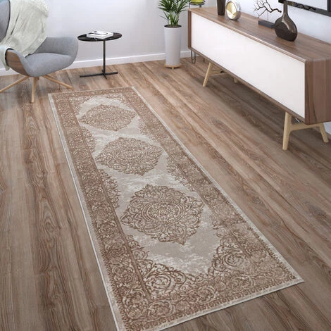 Paco Home Tapis De Salon Poils Ras Effet 3D Motif Oriental En Beige Blanc Cassé 120x160 Cm 2 Paco Home Tapis De Salon Poils Ras Effet 3D Motif Oriental En Beige Blanc Cassé 120x160 Cm – Image 2