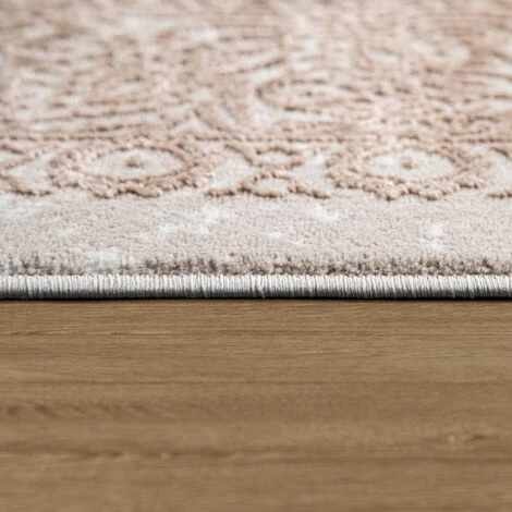 Paco Home Tapis De Salon Poils Ras Effet 3D Motif Oriental En Beige Blanc Cassé 120x160 Cm 3 Paco Home Tapis De Salon Poils Ras Effet 3D Motif Oriental En Beige Blanc Cassé 120x160 Cm – Image 3