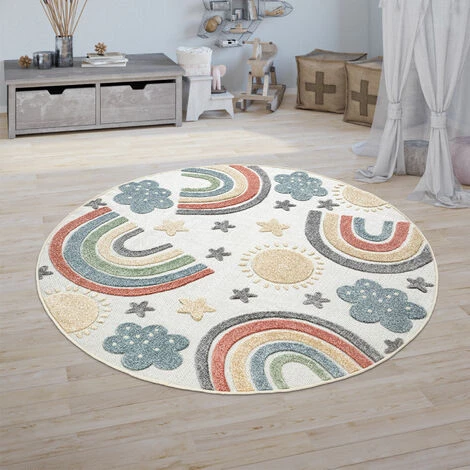 Paco Home Tapis Chambre Enfant Tapis De Jeux Garçon Fille 3D Motif Arc-En-Ciel Beige 80x150 Cm 3 Paco Home Tapis Chambre Enfant Tapis De Jeux Garçon Fille 3D Motif Arc-En-Ciel Beige 80x150 Cm – Image 3