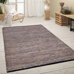 Paco Home Tapis De Salon Poil Ras Fait Main Motif Ethnique Chiné Fibres Naturelles Jute 60x100 Cm, Bleu