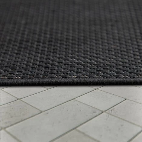 Paco Home Tapis Intérieur Extérieur Tapis Cuisine Design Monochrome Aspect Sisal Noir 80x150 Cm 3 Paco Home Tapis Intérieur Extérieur Tapis Cuisine Design Monochrome Aspect Sisal Noir 80x150 Cm – Image 3