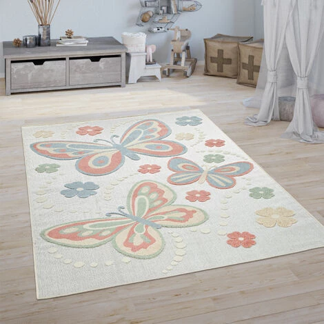 Paco Home Tapis Enfant Chambre D’Enfant Tapis De Jeux Fille 3D Fleurs Papillons Coloré 80x150 Cm 2 Paco Home Tapis Enfant Chambre D’Enfant Tapis De Jeux Fille 3D Fleurs Papillons Coloré 80x150 Cm – Image 2