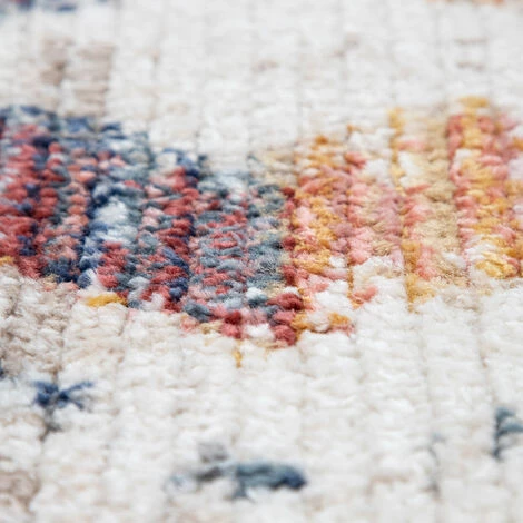 Paco Home Tapis De Salon Poils Ras Motif 3D Ethnique Boho Diamants Moderne Crème Coloré 80x150 Cm 4 Paco Home Tapis De Salon Poils Ras Motif 3D Ethnique Boho Diamants Moderne Crème Coloré 80x150 Cm – Image 4