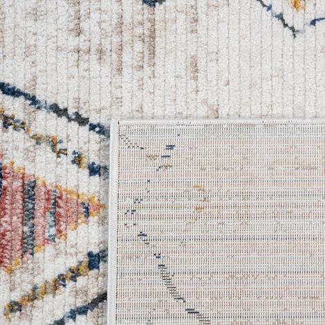 Paco Home Tapis De Salon Poils Ras Motif 3D Ethnique Boho Diamants Moderne Crème Coloré 80x150 Cm 5 Paco Home Tapis De Salon Poils Ras Motif 3D Ethnique Boho Diamants Moderne Crème Coloré 80x150 Cm – Image 5