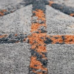 Paco Home Tapis De Salon Gris Tapis Vintage Poils Ras Motif Diamant Moderne Orange Bleu 200x280 Cm -Tapis et paillasson Soldes 50630011 3