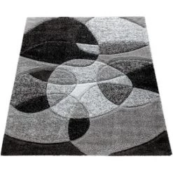 Paco Home Tapis Shaggy Tapis De Salon Poil Long Effet 3D Motif Abstrait Moelleux Gris 60x100 Cm -Tapis et paillasson Soldes 50630048 5