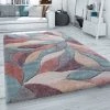 Paco Home Tapis Shaggy Tapis Salon Poil Long Effet 3D Motif Floral Pastel Gris Rouge Beige 80x150 Cm