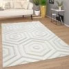 Paco Home Tapis De Salon Poils Ras Boho Moderne Géométrique Effet 3D Crème 120x170 Cm