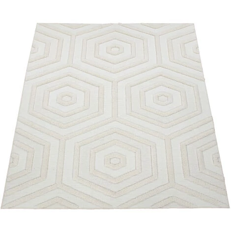 Paco Home Tapis De Salon Poils Ras Boho Moderne Géométrique Effet 3D Crème 120x170 Cm 5 Paco Home Tapis De Salon Poils Ras Boho Moderne Géométrique Effet 3D Crème 120x170 Cm – Image 5