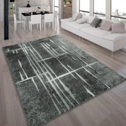 Paco Home Tapis Design Moderne Poil Court Trendy Gris Noir Crème Moucheté 60x100 Cm