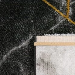 Paco Home Tapis De Salon Tapis Poil Ras Effet 3D Aspect Marbre Motif Géométrique Diamants 80x150 Cm, Or -Tapis et paillasson Soldes 50630099 4