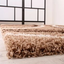 Paco Home Tapis Shaggy Longues Mèches Hautes Motifs Marron Beige Crème 70x140 Cm -Tapis et paillasson Soldes 50630220 3