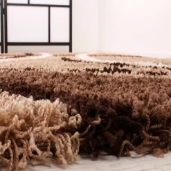 Paco Home Tapis Shaggy Longues Mèches Hautes Motifs Marron Beige Crème 70x140 Cm -Tapis et paillasson Soldes 50630220 5