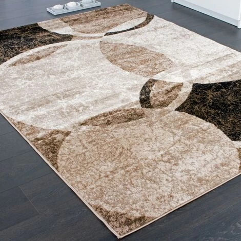 Paco Home Tapis De Créateur Contemporain Avec Cercles Marbré En Beige Noir Crème 120x170 Cm 2 Paco Home Tapis De Créateur Contemporain Avec Cercles Marbré En Beige Noir Crème 120x170 Cm – Image 2