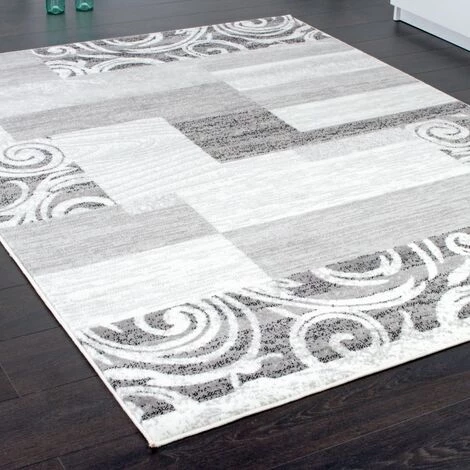 Paco Home Tapis De Créateur Contemporain Avec Swirl Et Carreaux Marbré En Gris Crème 80x150 Cm 2 Paco Home Tapis De Créateur Contemporain Avec Swirl Et Carreaux Marbré En Gris Crème 80x150 Cm – Image 2