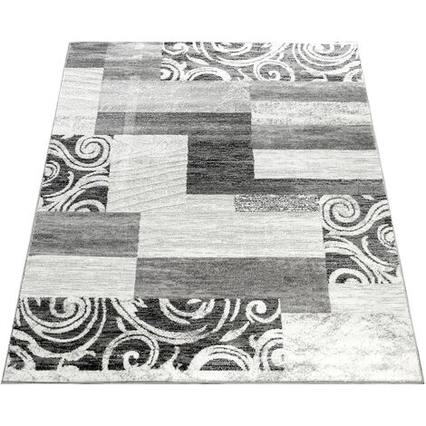 Paco Home Tapis De Créateur Contemporain Avec Swirl Et Carreaux Marbré En Gris Crème 80x150 Cm 5 Paco Home Tapis De Créateur Contemporain Avec Swirl Et Carreaux Marbré En Gris Crème 80x150 Cm – Image 5