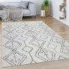 Paco Home Tapis De Salon Poils Ras Avec Motif Boho Scandinave Abstrait Blanc Cassé Gris 60x100 Cm