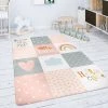 Paco Home Tapis Chambre Enfant Tapis De Jeux Tapis Bébé Losanges Gris Rose Blanc 80 Cm Rond