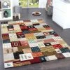 Paco Home Tapis Design Moderne Tapis Terre Rouge Vert Multicolore 80x150 Cm
