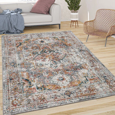Paco Home Tapis Salon Poils Ras Vintage Orient Ornements Bordure Blanc Cassé Gris Rouge 120x170 Cm 1 Paco Home Tapis Salon Poils Ras Vintage Orient Ornements Bordure Blanc Cassé Gris Rouge 120x170 Cm