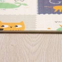 Paco Home Tapis De Jeux Tapis Bébé Tapis Pliable Lavable Réversible Animal Crème Bleu Gris 150x200 Cm -Tapis et paillasson Soldes 50630439 5