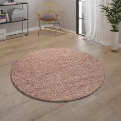 Paco Home Tapis Shaggy Tapis Salon Shaggy Poil Long Moderne Monochrome Rose 70x140 Cm -Tapis et paillasson Soldes 50630517 3