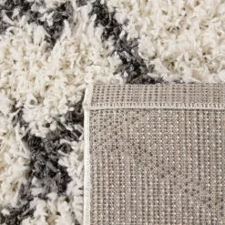 Paco Home Tapis Shaggy Tapis De Salon Poil Long Moderne Boho Scandinave Motif Diamant 60x100 Cm, Crème Anthracite 3 -Tapis et paillasson Soldes 50630746 4