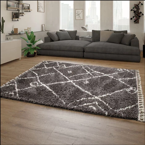 Paco Home Tapis Shaggy Tapis De Salon Poils Longs Scandinave Franges Moelleux Moderne 60x100 Cm, Anthracite 2 2 Paco Home Tapis Shaggy Tapis De Salon Poils Longs Scandinave Franges Moelleux Moderne 60x100 Cm, Anthracite 2 – Image 2