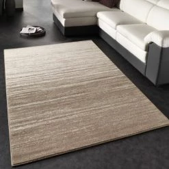 Paco Home Tapis Moderne à Carreaux Poils Courts Couleur Coulante Crème Beige 80x150 Cm