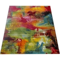 Paco Home Tapis Design Moderne Toile Optique Multicolore Vert Bleu Rouge Jaune 80x150 Cm -Tapis et paillasson Soldes 50631019 4
