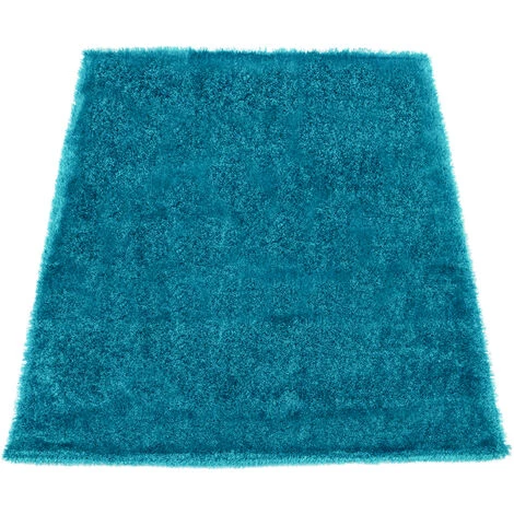 Paco Home Élégant Tapis Shaggy Poils Hauts Uni Moelleux Brillant En Turquoise 60x100 Cm 2 Paco Home Élégant Tapis Shaggy Poils Hauts Uni Moelleux Brillant En Turquoise 60x100 Cm – Image 2