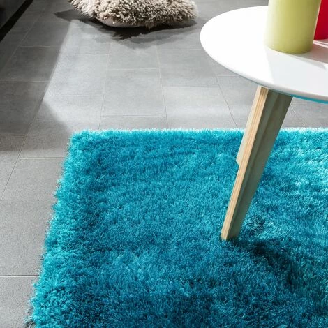 Paco Home Élégant Tapis Shaggy Poils Hauts Uni Moelleux Brillant En Turquoise 60x100 Cm 4 Paco Home Élégant Tapis Shaggy Poils Hauts Uni Moelleux Brillant En Turquoise 60x100 Cm – Image 4