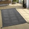 Paco Home Tapis De Créateur Tapis Tissé Kilim Tissé Main 100 % Coton Moderne Chiné Gris 60x110 Cm