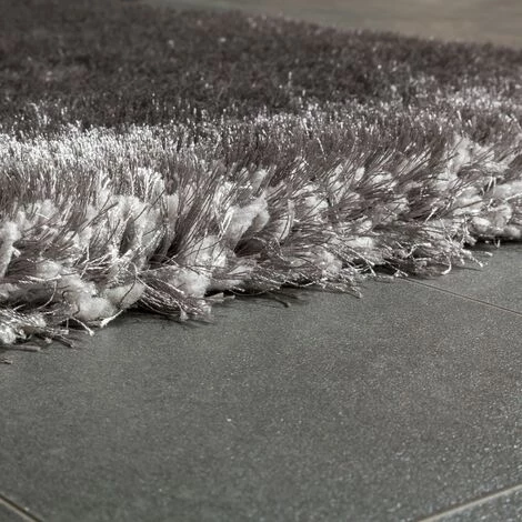 Paco Home Élégant Tapis Shaggy Poils Hauts Uni Moelleux Brillant En Gris Gris Clair 120x170 Cm 2 Paco Home Élégant Tapis Shaggy Poils Hauts Uni Moelleux Brillant En Gris Gris Clair 120x170 Cm – Image 2