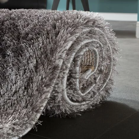 Paco Home Élégant Tapis Shaggy Poils Hauts Uni Moelleux Brillant En Gris Gris Clair 120x170 Cm 4 Paco Home Élégant Tapis Shaggy Poils Hauts Uni Moelleux Brillant En Gris Gris Clair 120x170 Cm – Image 4