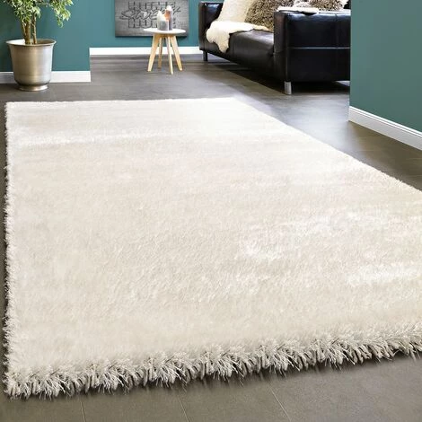 Paco Home Élégant Tapis Shaggy Poils Hauts Uni Moelleux Brillant En Blanc Crème 120x170 Cm 1 Paco Home Élégant Tapis Shaggy Poils Hauts Uni Moelleux Brillant En Blanc Crème 120x170 Cm