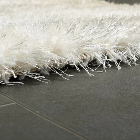 Paco Home Élégant Tapis Shaggy Poils Hauts Uni Moelleux Brillant En Blanc Crème 120x170 Cm 2 Paco Home Élégant Tapis Shaggy Poils Hauts Uni Moelleux Brillant En Blanc Crème 120x170 Cm – Image 2