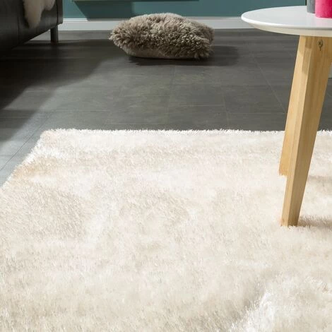 Paco Home Élégant Tapis Shaggy Poils Hauts Uni Moelleux Brillant En Blanc Crème 120x170 Cm 3 Paco Home Élégant Tapis Shaggy Poils Hauts Uni Moelleux Brillant En Blanc Crème 120x170 Cm – Image 3