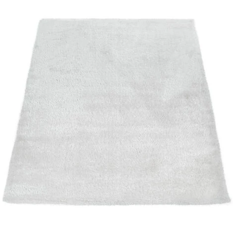Paco Home Élégant Tapis Shaggy Poils Hauts Uni Moelleux Brillant En Blanc Crème 120x170 Cm 5 Paco Home Élégant Tapis Shaggy Poils Hauts Uni Moelleux Brillant En Blanc Crème 120x170 Cm – Image 5
