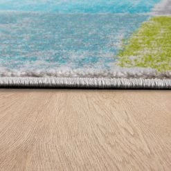 Paco Home Créateur Tapis Salon Original Combinaison De Couleurs Carreaux Turquoise Vert Gris 80x150 Cm -Tapis et paillasson Soldes 50631351 3