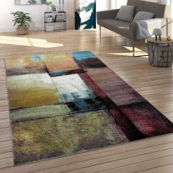 Paco Home Créateur Tapis Moderne Salon Peinture À L'Huile Abstrait Rouille Aspect En Noir Jaune 60x100 Cm