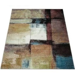 Paco Home Créateur Tapis Moderne Salon Peinture À L'Huile Abstrait Rouille Aspect En Noir Jaune 60x100 Cm -Tapis et paillasson Soldes 50631354 4