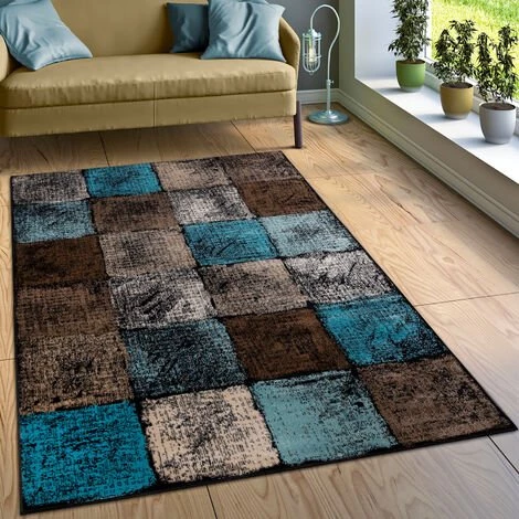 Paco Home Créateur Tapis Salon Original Combinaison De Couleurs Carreaux Turquoise Brun Crème 60x100 Cm 1 Paco Home Créateur Tapis Salon Original Combinaison De Couleurs Carreaux Turquoise Brun Crème 60x100 Cm