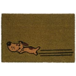 Relaxdays Paillasson Coco, 40 X 60 Cm, Tapis De Porte Avec Motif De Chien, Pour Intérieur Et Extérieur, Décoratif, Vert
