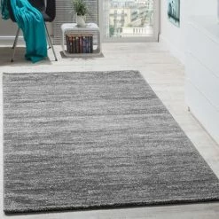 Paco Home Tapis Design Poils Courts Fil Brillant Abstrait Ornements Gris Anthracite Blanc 70x140 Cm
