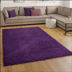 Paco Home Tapis Shaggy Longues Mèches En Pourpre Violet 80x150 Cm
