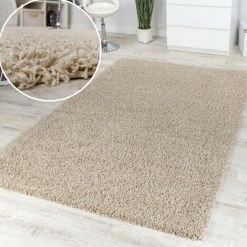 Paco Home Tapis Poils Hauts Et Longs Shaggy Crème Ivoire Crème Super Soldes Prix Choc 120x160 Cm